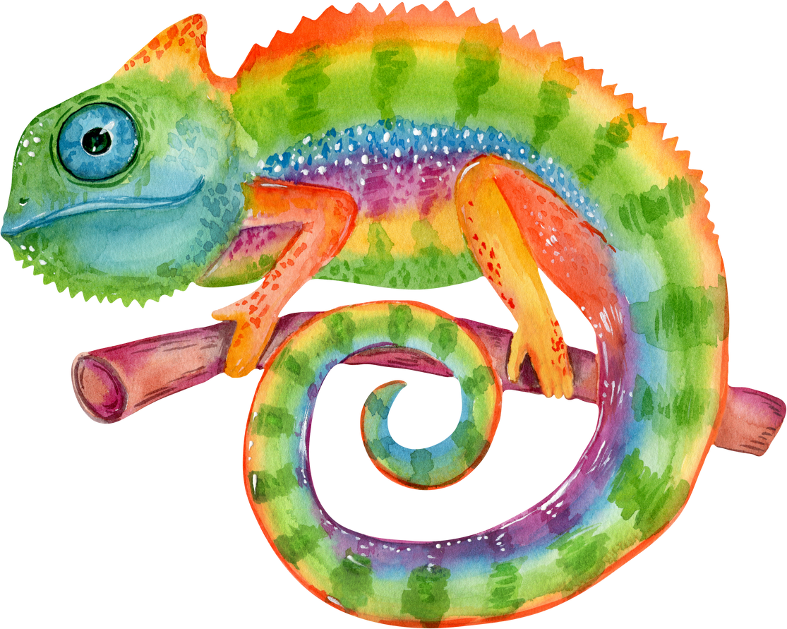 Watercolor Chameleon Illustration