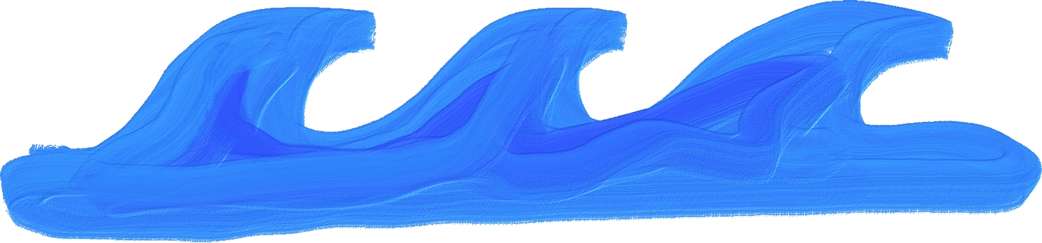 Impasto Textured Shapes Blue Wavy Shape